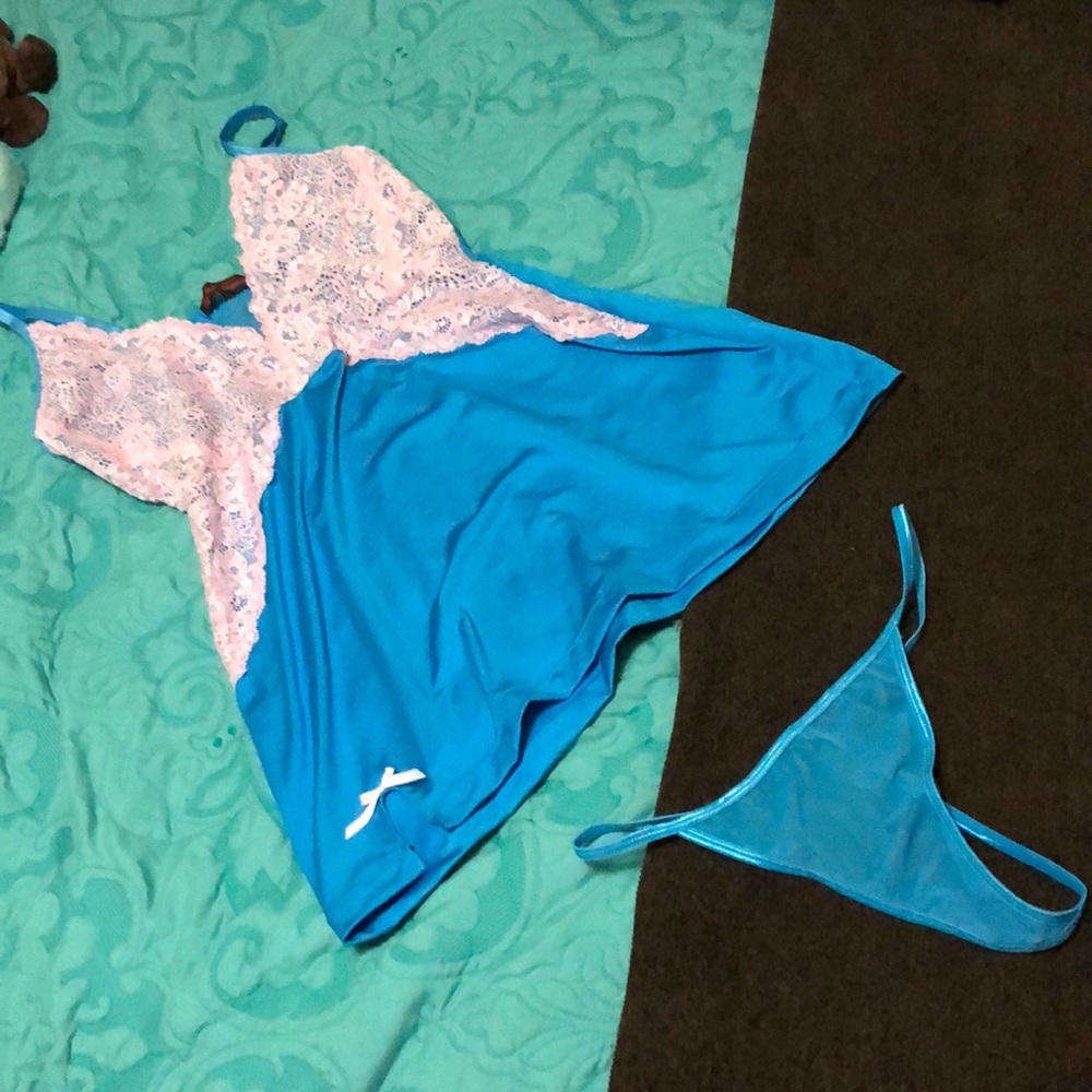 Blue and Pink Popsi Lingerie Set